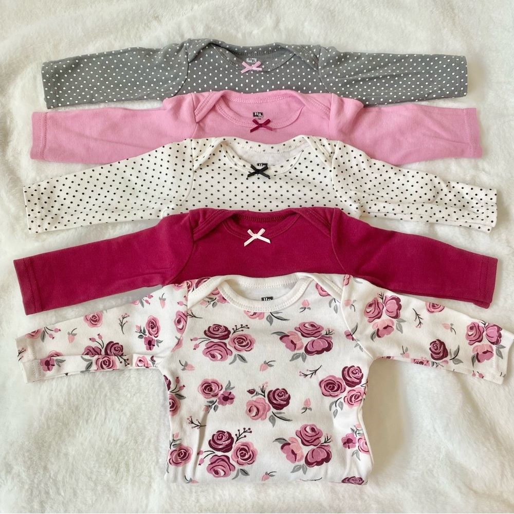 Hudson Baby Long Sleeve Onesies 5 Pack 0-3 Month